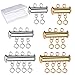 WXJ13 6 Pieces 3 Sizes Gold and Silver Plated Brass Bracelet Necklaces Slide Magnetic Tube Lock Jewelry Connectors with a Plastic Container