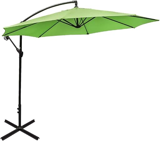 Sundale Outdoor 10ft Offset Umbrella Cantilever Umbrella Hanging Patio Umbrella With Crank And Cross Bar Set Steel Ribs Polyester Canopy Shade For Deck Garden Backyard Apple Green Amazon Co Uk Garden Outdoors