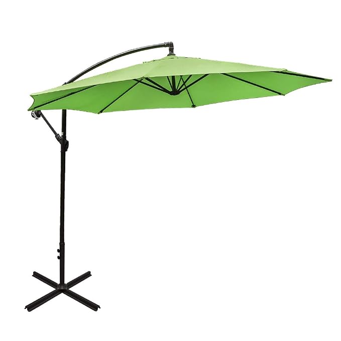Sundale Outdoor 10ft Offset Umbrella Cantilever Umbrella Hanging Patio Umbrella With Crank And Cross Bar Set Steel Ribs Polyester Canopy Shade For Deck Garden Backyard Lime Green Amazon In Garden Outdoors