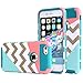 iphone 6 plus case,UUlike[2in1] Heavy Duty Hybrid Hard Case for Apple Iphone 6 6s plus(5.5 inch),6g,6th Generation--Powder Blue Mint Teal and Coral Pink Split Chevron Design Cover (Teal)