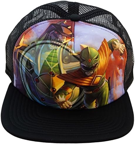 Bioworld Power Rangers Green Ranger &amp; Dragonzord Adjustable Trucker Cap Hat