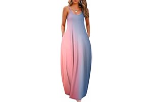 Wolddress Womens 2025 Casual Sleeveless Sundress Plus Size Loose Plain Long Summer Beach Maxi Dress with Pockets S-5X