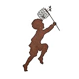 Outdoor Statues Boy Girl Metal Silhouettes Stake