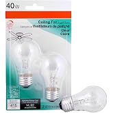Syl Cl Fan 40 Watt Size 2pk | Appliance Ceiling Fan Light Bulbs with Standard Base, 120V 40W Medium Base Bulb, Dimmable, Clear Finish