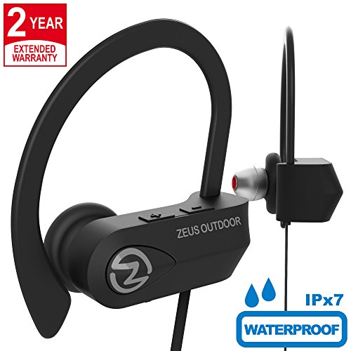 Wireless Headphones IMPROVED 2018 ZEUS OUTDOOR - Workout Headphones - Running Headphones - HD Sound - IPX7 Waterproof Headphones - Sport Headphones - Best Wireless Earbuds with Mic