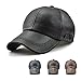 YOYEAH Classic Plain Adjustable Leather Baseball Cap Sports Outdoor Panel Hat For Men Women Light Brown-1