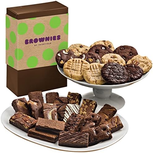Fairytale Brownies Deluxe Cookie &amp; Sprite Combo Gourmet Food Gift Basket Chocolate Box - 3 Inch x 1.5 Inch Snack-Size Brownies and 3.25 Inch Cookies - 30 Pieces