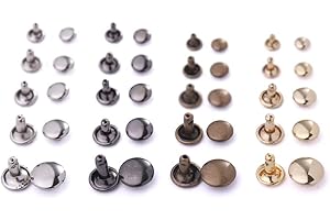 WUTA Double Cap Rivet Bronze Brass Round Stud Spike Collision Nail Decorative Rivet for Clothes Bag Shoes Belt 4mm,50 Packs,B