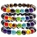 Jovivi 7 Chakra Gemstones Bracelet 10mm Natural Gemstone Yoga Reiki Prayer Stone - Pack of 4