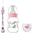 SCOM 3 Pcs Reborn Baby Doll Accessories Set - Magnetic Pacifiers & Baby Bottles with Silicone Pacifier Clips for Reborn Dolls Boys & Girls for Doll Lovers