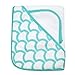 American Baby Company Terry Hooded Towel Set Made with Organic Cotton, White with Aqua Sea Waves