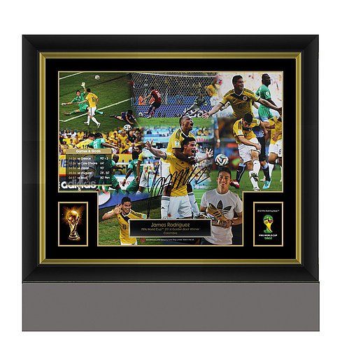 James Rodriguez Official 2014 FIFA World Cup Autographed Signed and Framed Golden Boot Poster - Cert