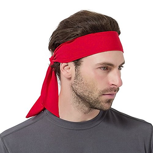 Dri- Fit Head Tie Tennis Headbands Hairband Sweatbands Wristbands Head Wrap Moisture Wicking Headwear for Running Working Out Athletics Boxing Sports