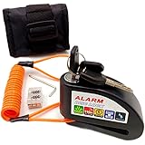 Bibowa Disc Brake Lock with Alarm - Anti -Theft Disc Lock Motorcycle Alarm with 110dB Alarm Sound 5ft Reminder Cable and Pouc