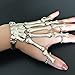 FEFE Skull Fingers Metal Skeleton Slave Bracelet Ring Gothic Halloween
