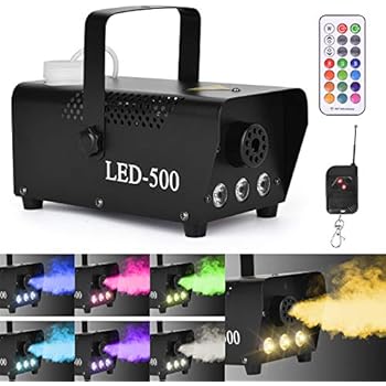 Fog Machine, BZBRLZ 500W Smoke Machine with 13 Colorful LED Lights Effect, 2000CFM Fog with 30cm Wired Receiver and 2 Wireless Remote Controls, Perfect for Wedding, Halloween, Christmas Party