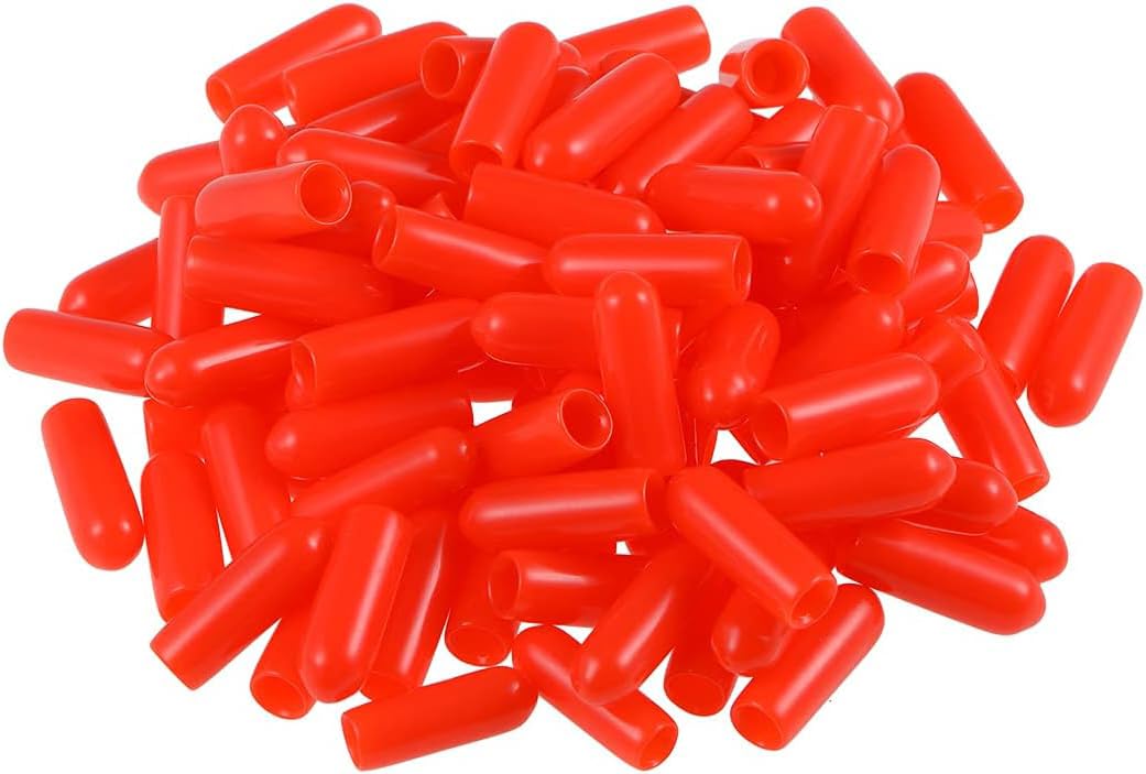 MACHSWON 3.5mm Rubber End Caps Vinyl Round End Cap Cover End Safety Cover,Red,100pcs