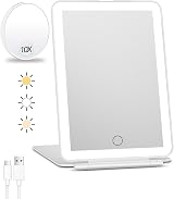 FUNTOUCH Rechargeable Travel Makeup Mirror with Lights 10X Magnifier 80 LEDs