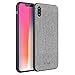 Magnetic Case iPhone X Case, Slim Fabric Pattern Protective Magnet Back Cover PU Leather Defender Case with Magnet Car Mount - 5.8 inch, Grey