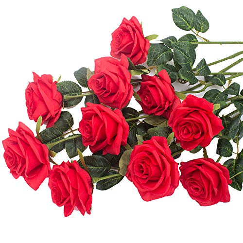 Grunyia Artificial Silk Rose Flower Bouquet Fake Roses for Wedding