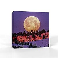 Canvas Wall Art - Moon Illuminating The Blue Ocean - Canvas Prints Home Artwork Decoration for Living Room,Bedroom - 12x12 inches