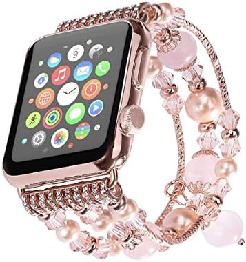 Kaing Compatible Bands Apple Watch Band 38mm/42mm iWatch Band Women Fashionable Faux Pearl Bracelet Beaded for Apple Watch Series 4 Series 3 Series 2 Series 1 Version