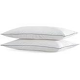 SILUI Flat Soft Thin Pillows Standard Size Set of 2 Pack Bed Pillow with Down Alternative Fill for Side Back Stomach Sleepers, 20x26 Inches, White
