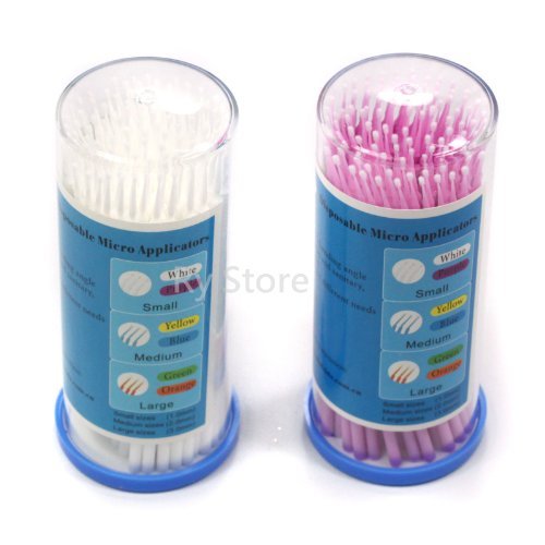 ReNext 200 Pcs Disposable Micro Brushes Cotton Swab Applicators Tube for Eyelash Extension Glue Removal Lashes Graft Tools S / M / L Size for Choose (S (1.0mm head))