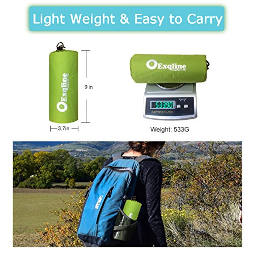 Exqline Sleeping Pad, Ultralight Inflatable Sleeping Pad Ultra-Compact Sleeping Mat for Backpacking Camping Hiking Traveling