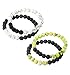 LOYALLOOK 4Pcs Matching Couple Bracelets White and Green Natural Stone Elastic Beaded Bracelet for Men Women 2 Sets