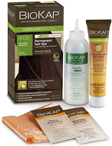 BioKap Chocolate Chestnut 4.05 Rapid Permanent Hair Colour Organic, Ammonia Free & Vegan Formula for Sensitive Skin 135ml