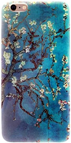 For iPhone 6 Case , Fernando Zou Blue Tree Flower Smooth Soft Silicone TPU Protective Case Cover Skin for Apple iPhone 6 (4.7) + 24K Gold Stickers