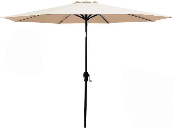 Amazon Com Meway 9ft Patio Umbrella Outdoor Umbrella Patio Table Umbrella Garden Umbrella With Tilt And Crank For Commercial Event Market Garden Deck Backyard Pool And Patio Table 9 Ft Beige