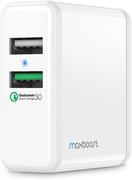 Maxboost Phone Wall Charger Quick Charge 3.0 30W Dual Port Adapter USB for Galaxy S20 Plus Ultra (5g) S10 S10e S10, Note 20 10,LG,HTC,Pixel; 2.4A USB for iPhone 12 11 Pro Max iPhone Xs XR X 8 7,iPad
