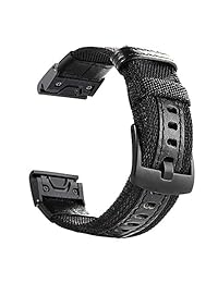 YOOSIDE Fenix 5 Forerunner 935   Correa de reloj de nailon para Garmin Fenix 5 5 Pus Forerunner 935 Approach S60, ajuste de muñeca de 0.866 in, Negro