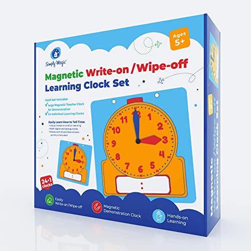 Simply magic 24+1 Learning Clock for Kids Classroom Clock Set, Demonstration Clock