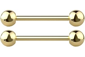 Pierced Owl - 14G G23 Implant Grade Solid Titanium PVD Plated Internally Threaded Nipple Barbells, Sold as a Pair