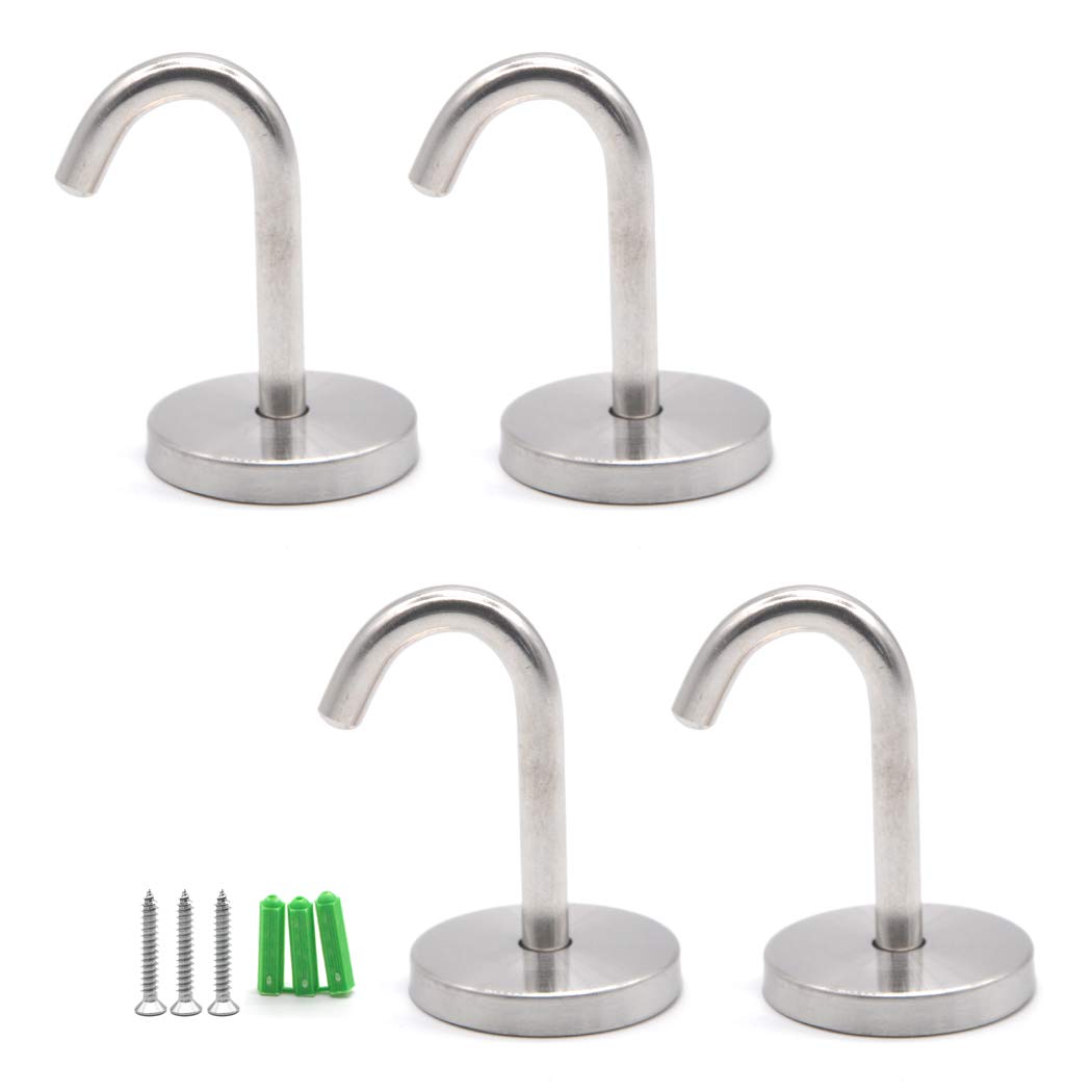 SeeRaphee Stainless Steel Ceiling Hook Top Mount Wall Hook with Screws Utility Hooks Heavy Duty 4PCS
