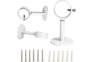IHRDNNR Curtain Rod Brackets Heavy Duty Ceiling-Mount Rod Holders Fit Rods up to 1 or 1.25 Inch Rods, Set of 3 (White)