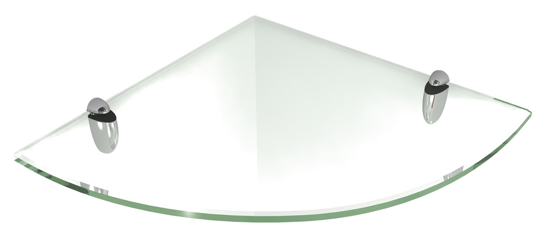 Fab Glass and Mirror Corner Glass Shelf, 12″ x 12″, Clear