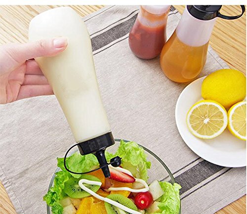image for Squeeze Condiment Bottles, Rerii [2-Pack] 12.3 Oz Plastic Squeeze Bott