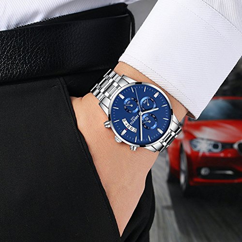 HOMVAN Unisex Uhr Analoges Quarzwerk mit Rostfreier Stahl Armband HOEP-07