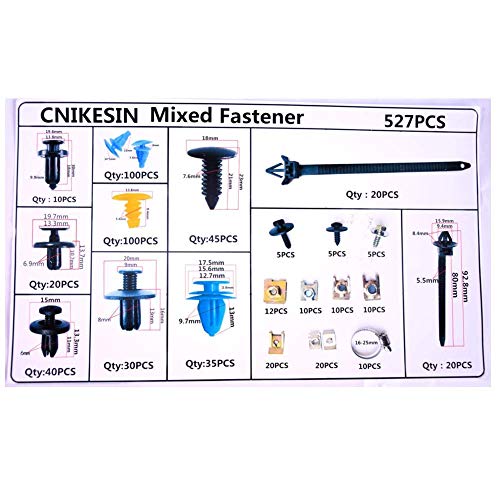 CNIKESIN 527Pcs Car Retainer Clips Door Trim Panel Clips Bumper Clips Plastic Rivets Fasteners Kit Auto Push Pin Rivets Set for GM Ford Toyota Honda Chrysler
