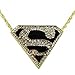 Timeless-Treasures Unisex Gold & Black Superman Inspired Pendant on Goldtone Chain - 28.5