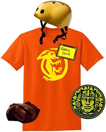 Legends of the Hidden Temple Costume | Shirt, Helmet, Sticker and Pendant (Medium, Orange Iguanas)