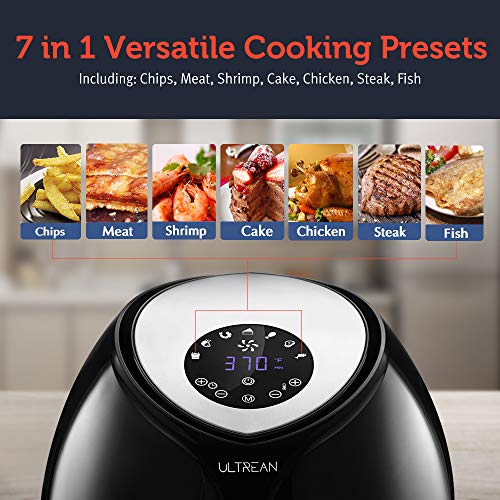 Ultrean Air Fryer 6 Quart, Large Family Size Electric Hot Airfryer XL