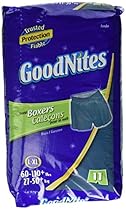 Goodnites Boxers Style Sleep Shorts for Boys, Size : Large to Extra Large, Jumbo Fits to 60 to 110 Lbs - 11 / Pack, 4 Packs