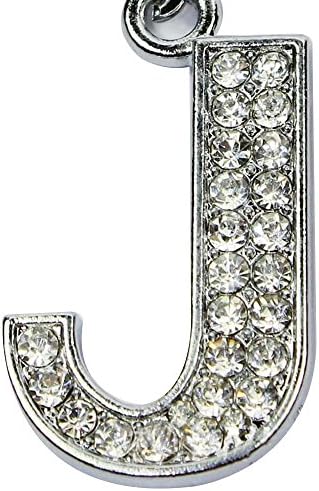 A-Z New Bling Alphabet Letter Metal Keyring Sparkly Diamante 26 Letter Keychain-J
