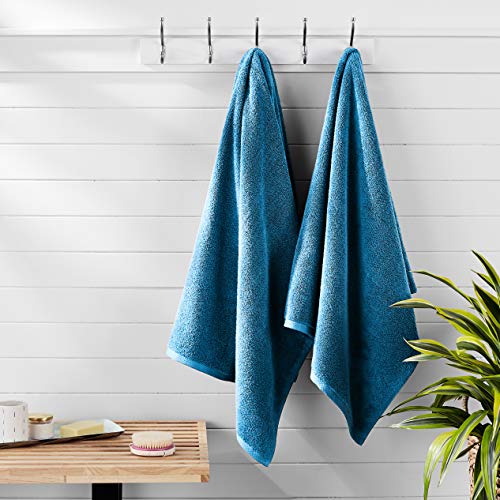 Amazon Basics QuickDry Bath Towels 100 Cotton, 2Pack, Lake Blue