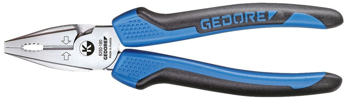 Gedore 1698877 Power Combination Pliers SB 8250-180 JC DIN 5746 2K Handle Length 180 mm